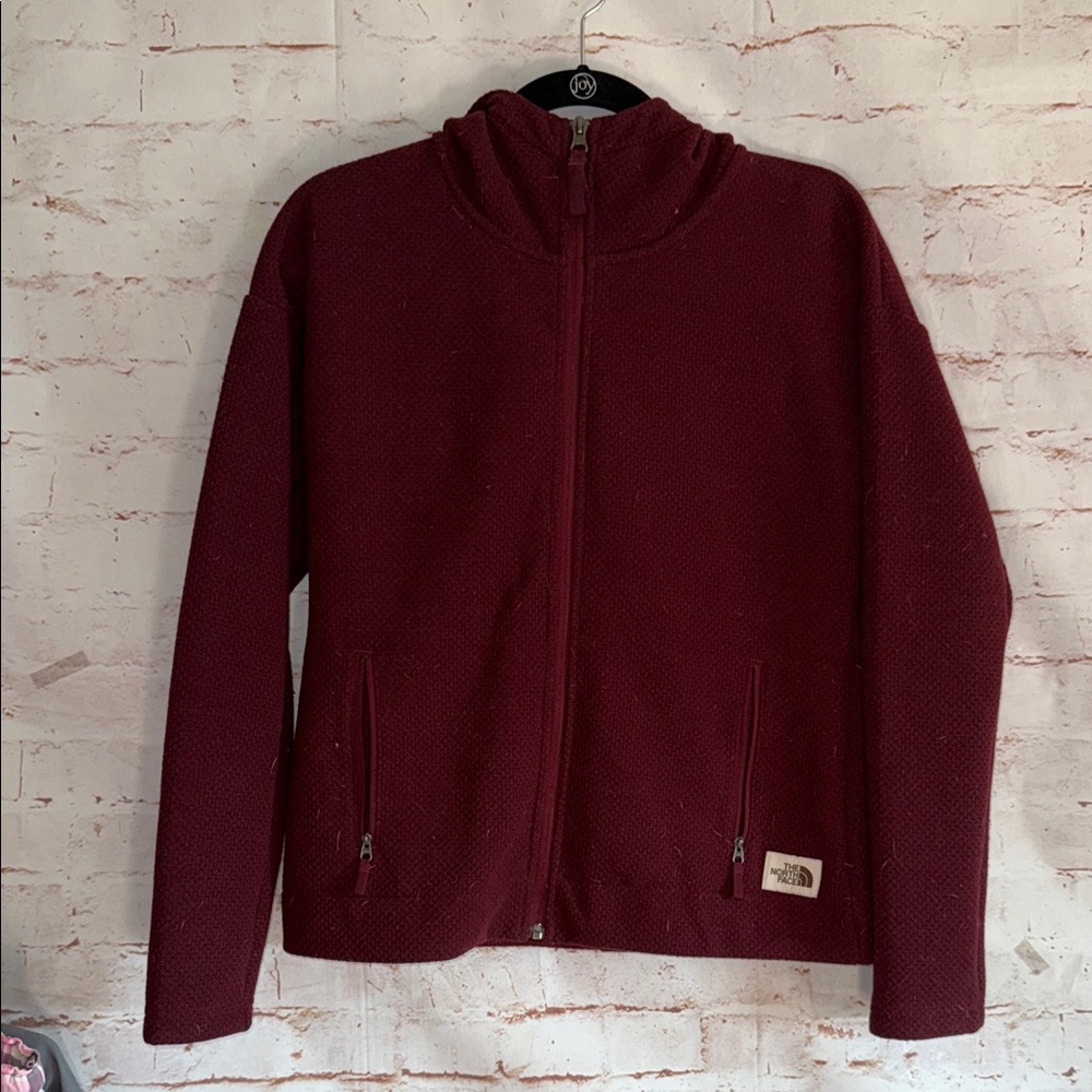 The North Face Maroon Full-Zip Jacket Hoodie Sweater Women’s S Sibley fleece